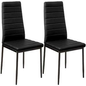 Tectake 401838 2 jedálenské stoličky, syntetická koža - čierna