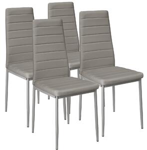 Tectake 401846 4 jedálenské stoličky, syntetická koža - šedá