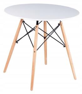Okrúhly škandinávsky stôl bielej farby