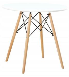 Okrúhly škandinávsky stôl bielej farby, 80 cm Biela
