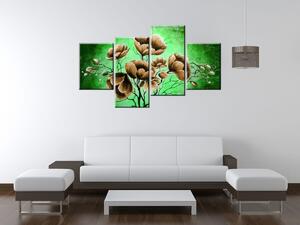 Gario 4 dielny obraz na plátne Hnedé kvety Veľkosť: 120 x 70 cm