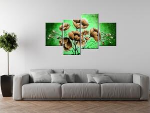 Gario 4 dielny obraz na plátne Hnedé kvety Veľkosť: 120 x 70 cm