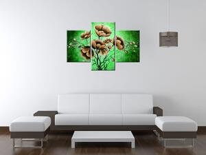 Gario 3 dielny obraz na plátne Hnedé kvety Veľkosť: 90 x 30 cm