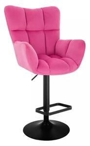 LuxuryForm DESIGN Barové kreslo AURORA VELUR na čiernom tanieri - tmavo ružové
