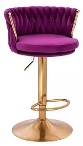 LuxuryForm DESIGN Barová stolička LYON VELUR na zlatom tanieri - fuchsia