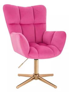 LuxuryForm DESIGN Kreslo AURORA VELUR na zlatom kríži - tmavo ružové