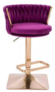 LuxuryForm DESIGN Barová stolička LYON VELUR na zlatej hranatej podstave - fuchsia