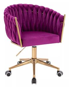 LuxuryForm DESIGN Kreslo NORDEN VELUR na zlatej podstave s kolieskami - fuchsia