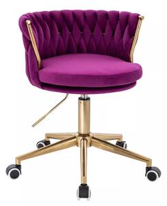 LuxuryForm DESIGN Stolička LYON VELUR na zlatej podstave s kolieskami - fuchsia