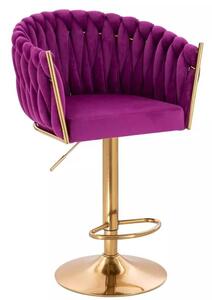 LuxuryForm DESIGN Barová stolička NORDEN VELUR na zlatom tanieri - fuchsia