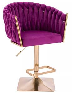 LuxuryForm DESIGN Barová stolička NORDEN VELUR na zlatej hranatej podstave - fuchsia