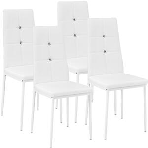 Tectake 402547 4 jedálenské stoličky, ozdobné kamienky - biela