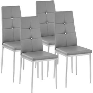 Tectake 402546 4 jedálenské stoličky, ozdobné kamienky - šedá