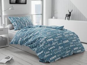Bavlnené obliečky Love modré Rozměr povlečení: 70x90 cm | 140x200 cm