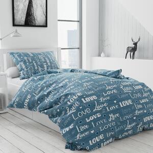 Bavlnené obliečky Love modré Rozmer obliečky: 70x90 cm | 140x200 cm