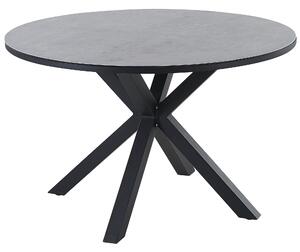Záhradný jedálenský stôl sivá stolová doska čierne nohy hliník ø 120 cm okrúhly moderná záhrada