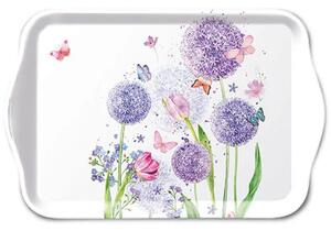 Biela melamínová tácka s okrasným cesnakom Flower Beauty - 13*21 cm - Ostatní