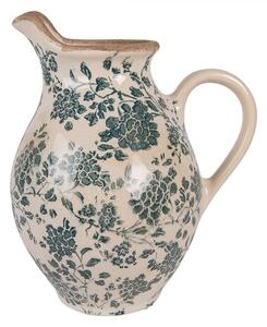 Retro béžový keramický dekoračný džbán s kvetmi M - 21*16*24 cm - Clayre & Eef