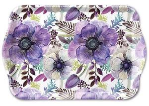 Biela melamínová tácka s fialovými sasankami Purple Dream - 13*21 cm - Ostatní
