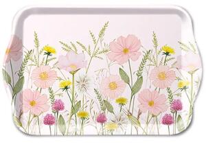 Biela melamínová tácka s kvetmi Flowers Pink - 13*21 cm - Ostatní