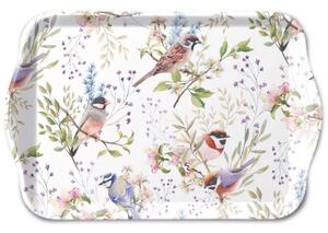 Biela melamínová tácka s vtáčikmi Busy Birds - 13*21 cm - Ostatní