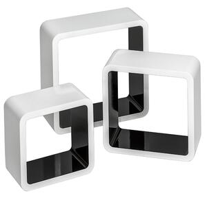 Tectake 403182 3 nástenné štvorcové police lena - čierna/biela