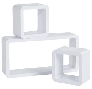 Tectake 403191 3 nástenné police lotta - 2 štvorce, 1 obdĺžnik - biela