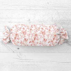 Biante Vankúš valec bonbon Sandra SA-640 Lososové kvety na bielom 15x40 cm