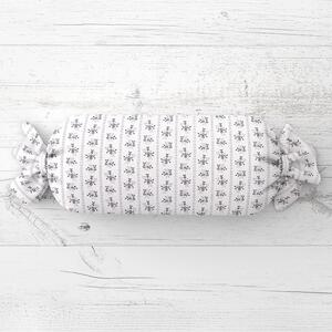 Biante Vankúš valec bonbon Sandra SA-641 Temne modrý ľudový kvetinový vzor na bielom 15x40 cm