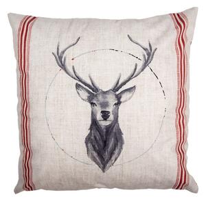Béžová obliečka na vankúš s jeleňom Christmas Deer - 45*45 cm - Clayre & Eef