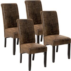 Tectake 403500 4 jedálenské stoličky ergonomické, masívne drevo - vintage hnedá