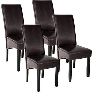 Tectake 403496 4 jedálenské stoličky ergonomické, masívne drevo - hnedá