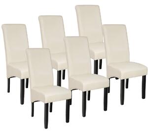 Tectake 403499 6 jedálenských stoličiek ergonomické, masívne drevo - krémová