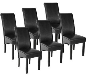 Tectake 403495 6 jedálenských stoličiek ergonomické, masívne drevo - čierna