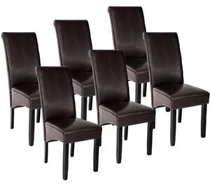 Tectake 403497 6 jedálenských stoličiek ergonomické, masívne drevo - hnedá