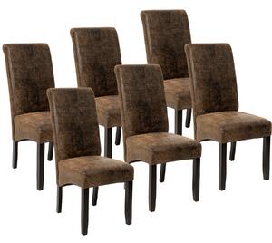 Tectake 403501 6 jedálenských stoličiek ergonomické, masívne drevo - vintage hnedá