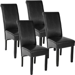 Tectake 403494 4 jedálenské stoličky ergonomické, masívne drevo - čierna