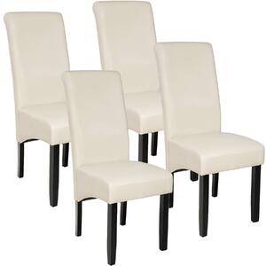 Tectake 403498 4 jedálenské stoličky ergonomické, masívne drevo - krémová