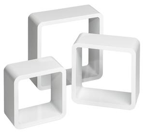 Tectake 403180 3 nástenné štvorcové police lena - biela