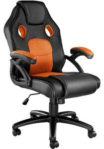 Tectake 403456 kancelárska stolička v športovom štýle mike - čierna / oranžová