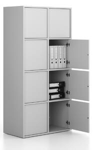 Kancelárska skriňa FRAME, 8x dvere, 872 x 450 x 1735 mm, PUSH-lock, sivá