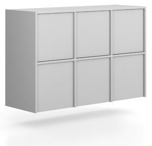 Nadstavba pre skrine FRAME, 6x dvere, 1299 x 450 x 854 mm, PUSH-lock, sivá