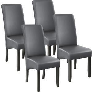 Tectake 403591 4 jedálenské stoličky ergonomické, masívne drevo - šedá