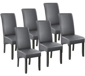 Tectake 403592 6 jedálenských stoličiek ergonomické, masívne drevo - šedá