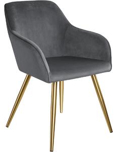 Tectake 403653 stolička marilyn so zamatovým vzhľadom zlatá - tmavošedá/zlatá