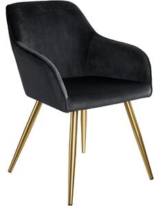 Tectake 403654 stolička marilyn so zamatovým vzhľadom zlatá - čierna / zlatá