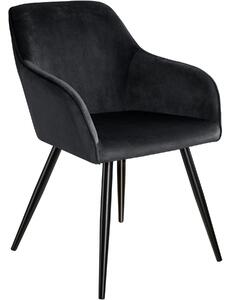 Tectake 403663 stolička marilyn so zamatovým vzhľadom čierna - čierna