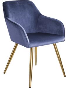 Tectake 403649 stolička marilyn so zamatovým vzhľadom zlatá - modrá/zlatá
