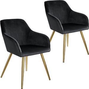 Tectake 404014 2 stoličky marilyn so zamatovým vzhľadom zlaté - čierna / zlatá