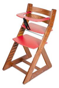Hajdalánek Rastúca stolička ANETA - s malým pultíkom (dub tmavý, červená) ANETADUBTMAVYCERVENA